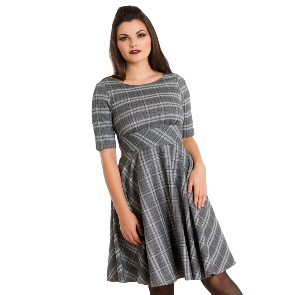 Hell bunny FROSTINE HELL BUNNY RETRO TARTAN PLAID MID DRESS